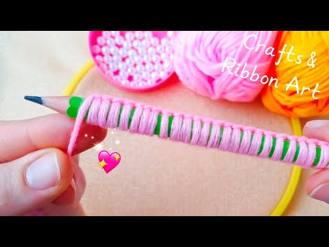 It's so Cute 💖🌟 Superb Woolen Flower Making Idea with Pencil - You will Love It - DIY Woolen Flowers
