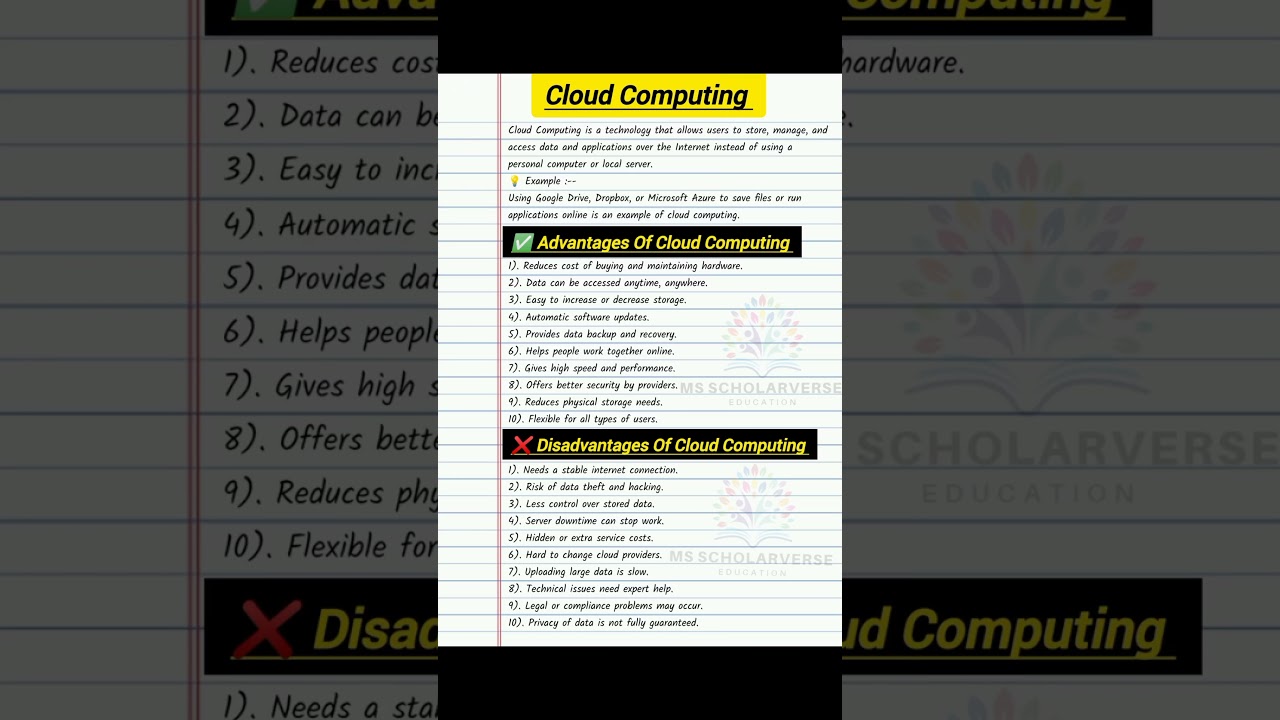 Cloud Computing ☁️🖥️ |✅  Advantages and ❌ Disadvantages | Easy Explanation for Exams..🚀
