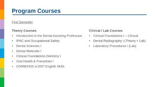 Dental Assisting (Levels I and II) (S113) online info session