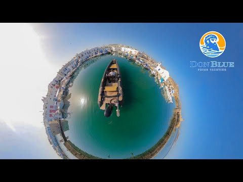Amazing Mini boat tour around Naousa port /Paros - 360 camera | Don Blue Yachting | Mykonos