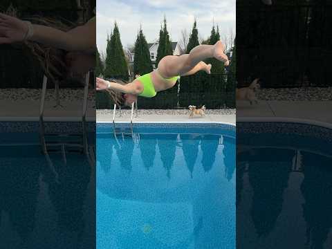 SUPER HIGH JUMP into the Swimming Pool with No Splash #shorts