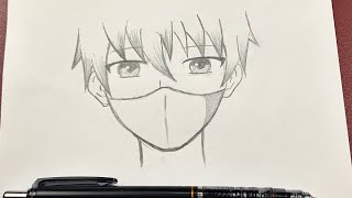 Easy anime drawing | how to draw anime boy wearing a mask