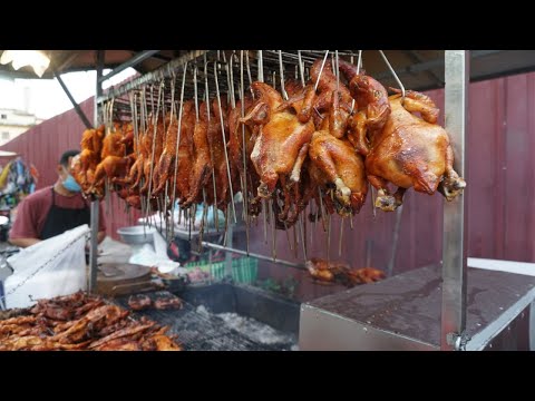 Amazing Street Food Behind Wat Ounaloam - Tola Roast Meat Near Phsa Kandal in Evening on Weekend
