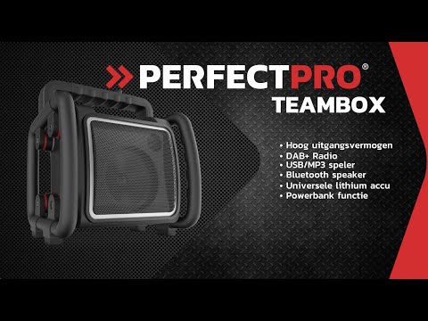 PerfectPro TEAMBOX BOUWRADIO: BLUETOOTH, USB SPELER, DAB+ en FM RADIO, INGEBOUWDE LITHIUM ACCU