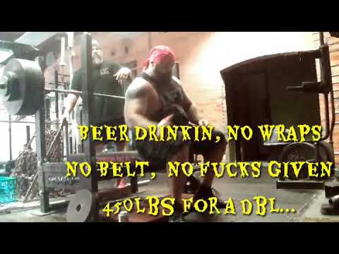 Beer drinking benchpress 450 for 2..