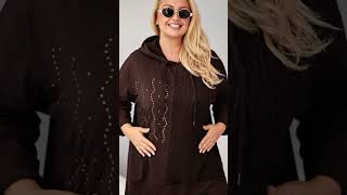 Kesi Dámská mikina Plus Size ART24336-3 hnědá univerzální 
