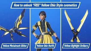 *FREE* How to Unlock Yellow Chic Skin, Yellow Highlight Strikers Pickaxe & Yellow Metalmark Glider