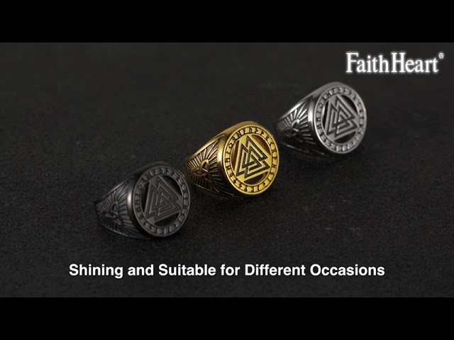 Vídeo relacionado con FaithHeart Nudo Triángulo de Muerte Valknut Anillo Dorado de Símbolo Vikingo Escandinavo Anillo Sello Redondo Acero Inoxidable 316L Talla 8 Joyería de Dedos Anillo Ancho Hip Hop de Oro 18K