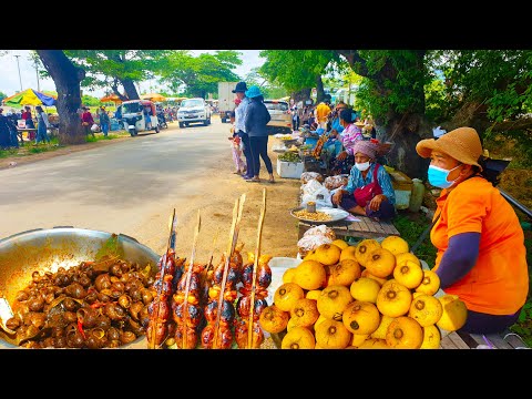 Oudong Street Food In Last Weekend  - Yummy Khmer Foods For Sales @ The Resort