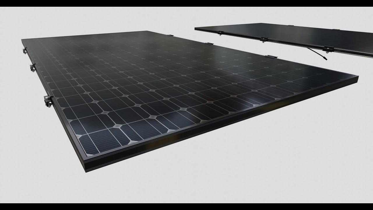 Black Framed Solar Panel 675W 2384x1303x35mm 3D Model