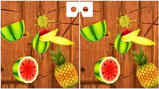 Split Screen Fruit Ninja SBS 🔴 mobile gaming video [VR Box Google Cardboard] 3D not 360