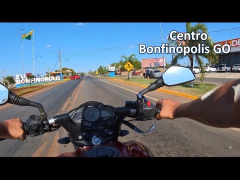 Pelo Centro de BONFINÓPOLIS GO do início ao fim  - MotoVlog 