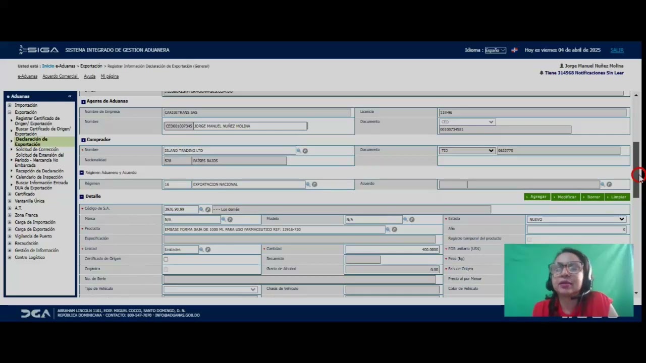 Registro DUA de Exportacion