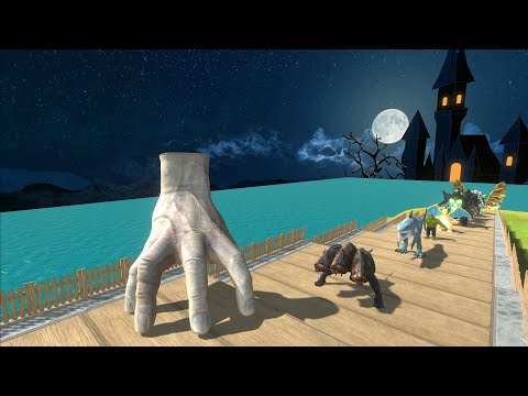 HAND WEDNESDAY VS GHIDORAH LAVA DEATH CLIMB- Animal Revolt Battle Simulator
