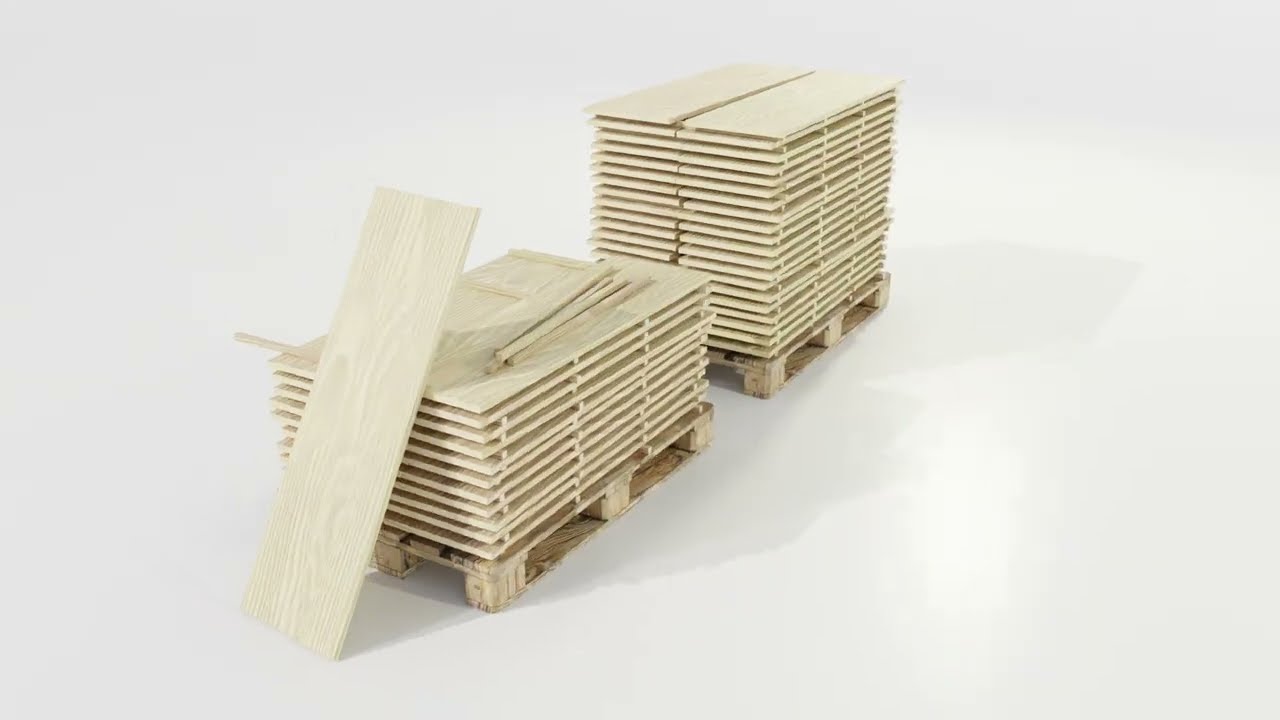 Pallet with wood slabs 3D Model