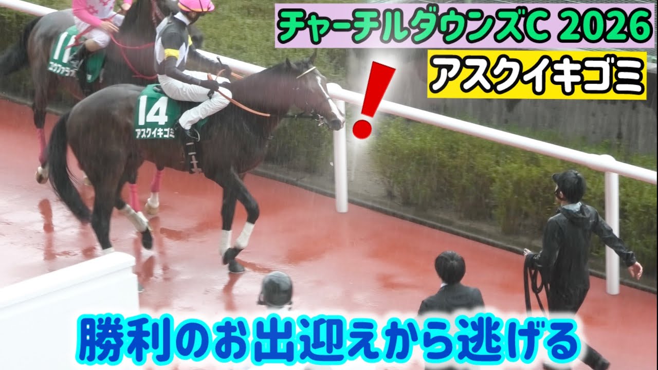 【チャーチルダウンズC 2026】優勝のお出迎えから逃げようとするアスクイキゴミ