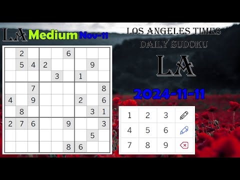Los Angeles Times Daily Sudoku 2024-11-11 1961 Medium #RemembranceDay