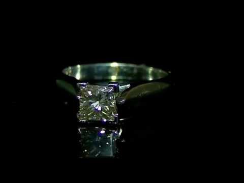 .85 CT VS2 CHAMPAGNE COLOR PRINCESS CUT DIAMOND ENGAGEMENT RING 14K WHITE GOLD