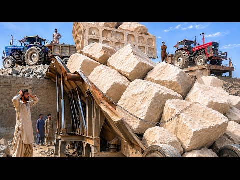 PLAYING with GIANT Rocks.ASMRRock Quarry CRUSHINGOperations Primary Jaw Crusher in action 