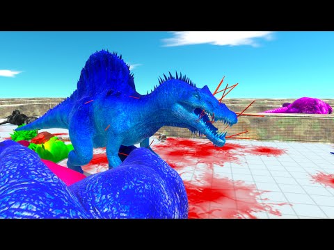 COLORED UNITS RUN INTO SPINOSAURUS MOUTH
