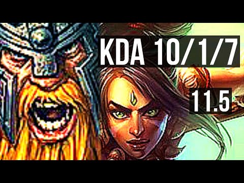 OLAF vs NIDALEE (JUNGLE) | 10/1/7, 72% winrate, Legendary | KR Master | v11.5