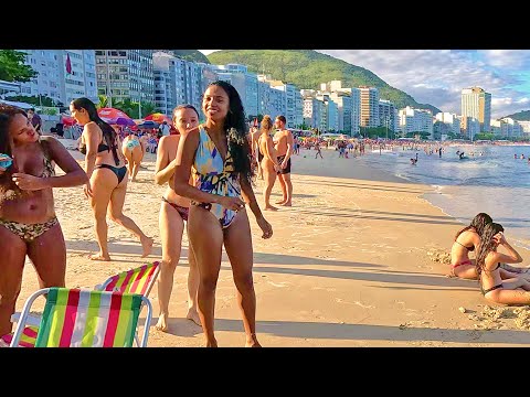 Walking COPACABANA BEACH, Rio de Janeiro Brazil 4K Compilation