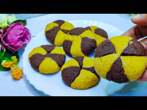 How To Make Marbled Cookies At Home | Chocolate Marble Cookies | Biscuit Recipe Without Oven  