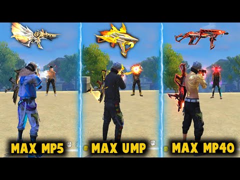 MAX UMP VS MAX MP40 VS MAX MP5 DAMAGE ABILITY TEST | BEST EVO SMG GUN - GARENA FREE FIRE