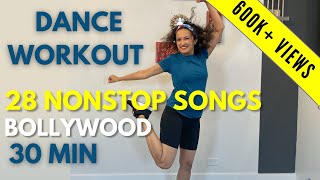 30 minute At-home Non-stop 28 Bollywood Songs Dance Workout | Burns 🔥 upto 425 cal | Weight Loss