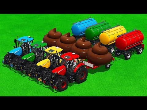 LOAD AND TRANSPORT GIANT POO WITH CASE TRACTORS AND JCB LOADERS - Farming Simulator 25