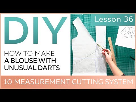 DIY: Working with basic patterns. 10 measurement cutting system. Making a blouse with unusual darts.