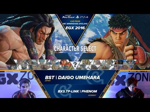 SF5 EGX 2016 - Daigo Umehara /Ryu/ vs BX3|Phenom /Necalli&M.Bison/ HD720p 60FPS