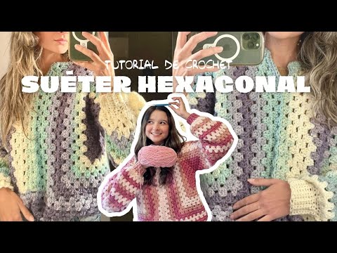 Suéter Hexagonal a crochet ✨ Tutorial paso a paso 🩷 Abrigo fácil y apto para principiantes🧶