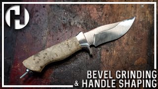 How to Grind Recurve Bevels on a Damascus Integral Hunting Knife