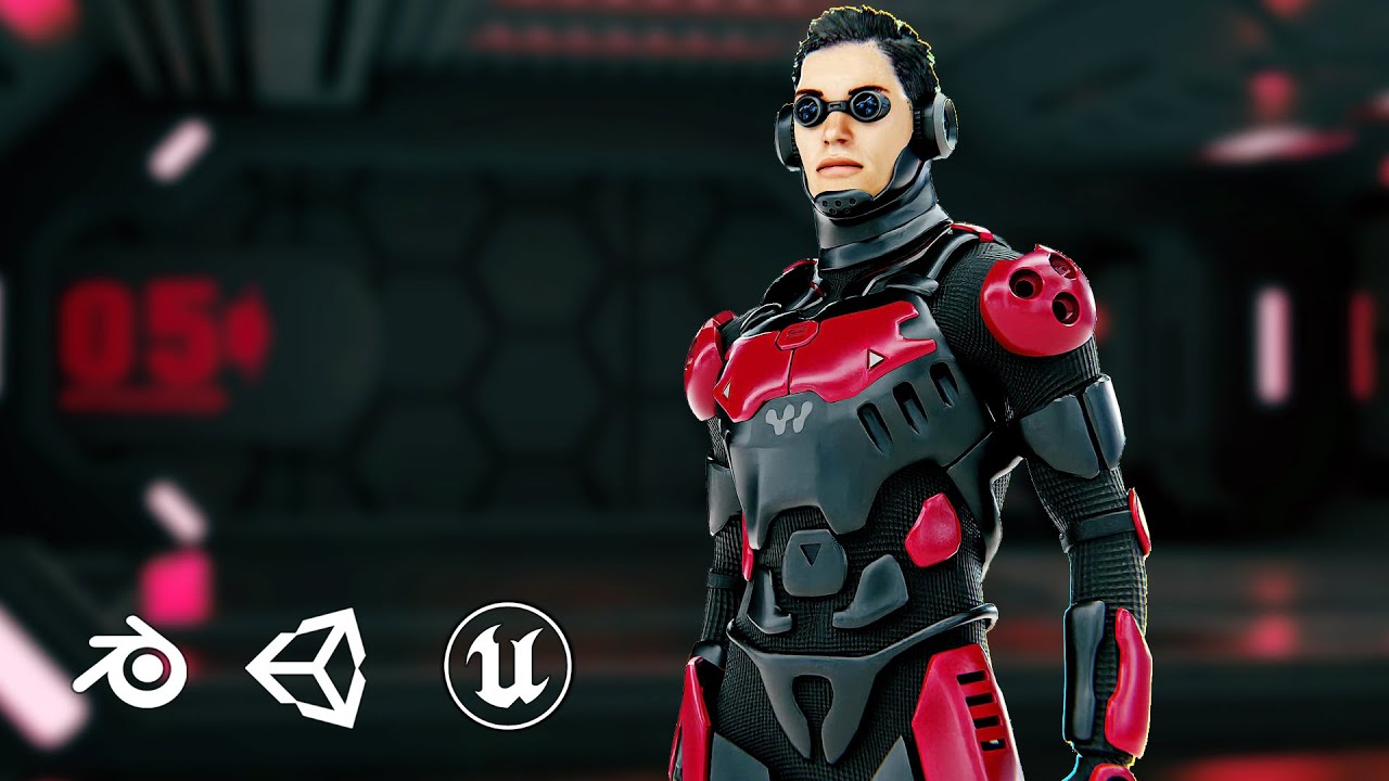 Mecha Soldier-F Auto-Rig Pro Rigged For Mixamo Unreal Engine Unity 3D Model