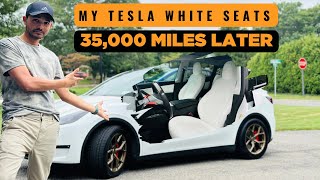 How To Keep Your Tesla Model Y White Seats Clean After 35,000 Miles + my Tesla Washing Guide #tesla