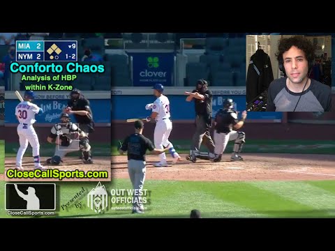 Mets Win as Michael Conforto Leans into Pitch Initially Ruled Strike Three by HP Umpire Ron Kulpa