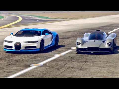 Aston Martin Valkyrie vs Bugatti Chiron - Drag Race