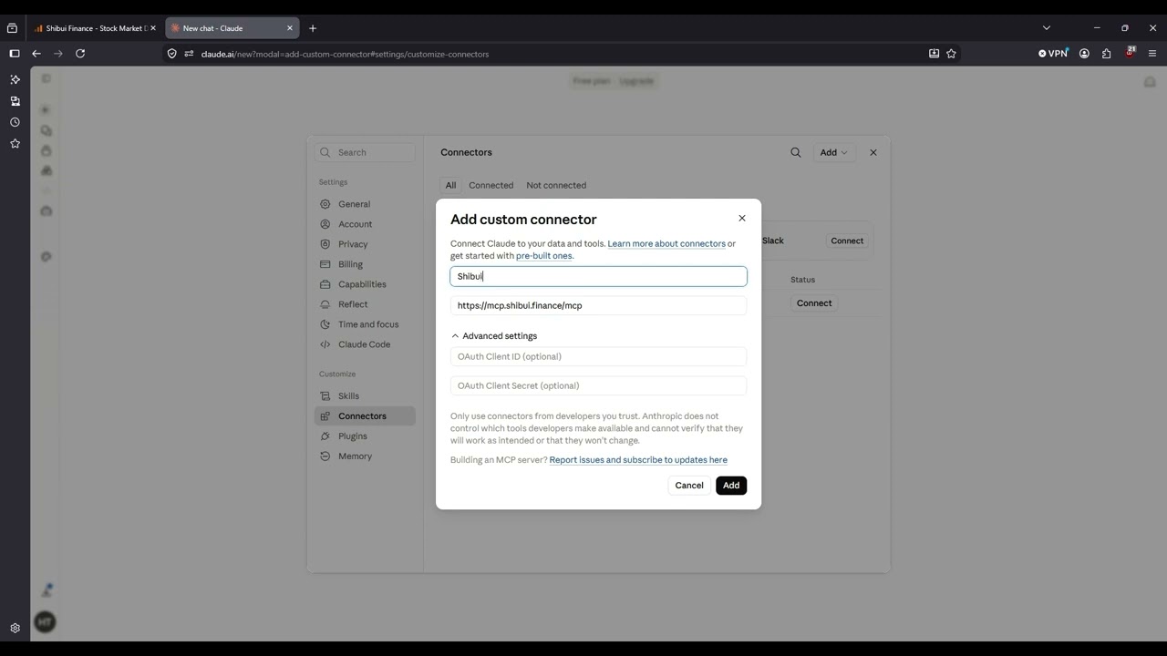 How to Connect Claude to Shibui Finance