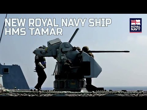For The First Time New Royal Navy ship HMS Tamar firing guns