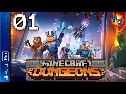 Praetorian HiJynx - Let's Play Minecraft Dungeons PS4 Pro Console | Couch Co-op Multiplayer Gameplay Episode 1 (P+J)