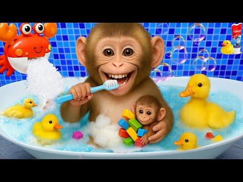 Bebé Mono DuDu cuida al bebé pato y prepara jugo de arcoíris - MONKEY DUDU