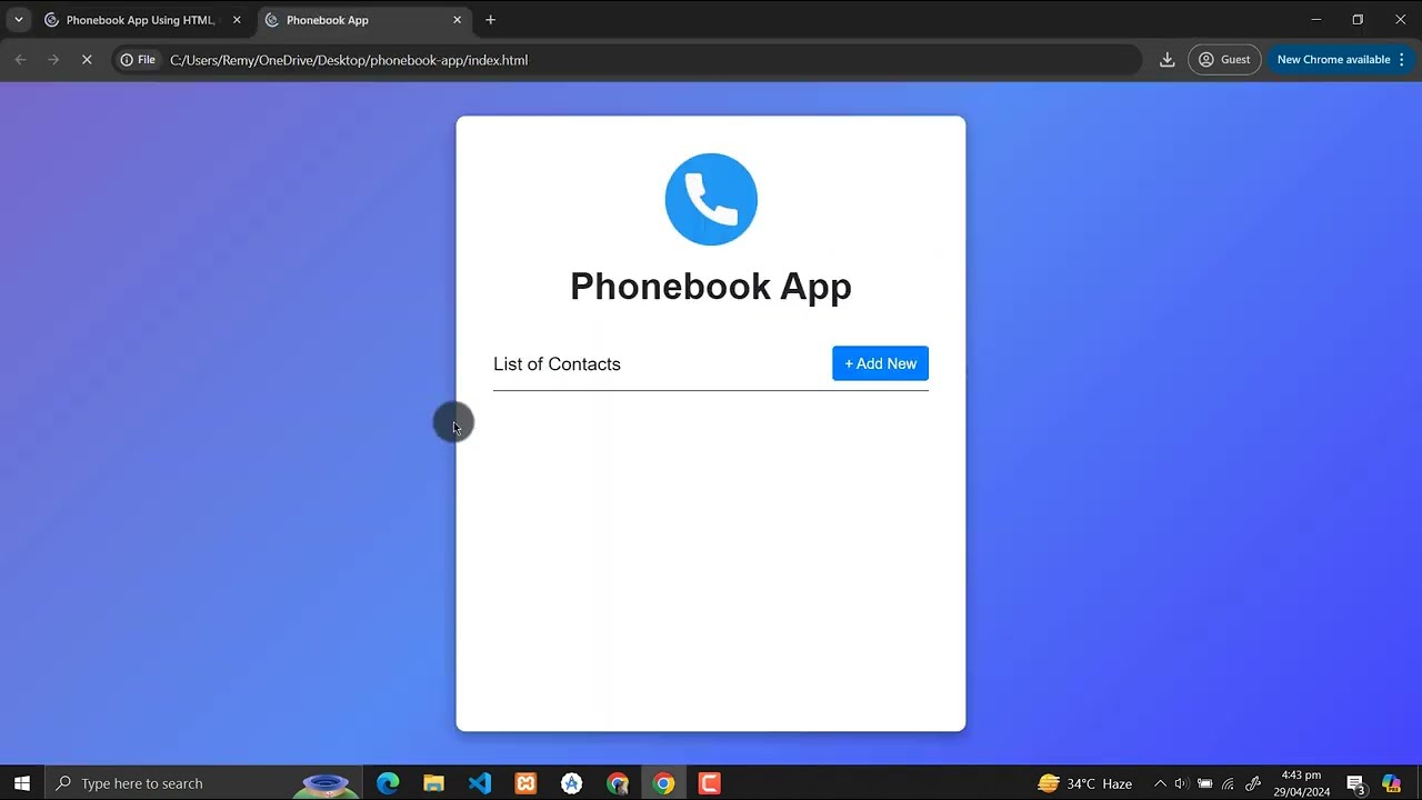 Phonebook App Using HTML, CSS and JavaScript with Source Code