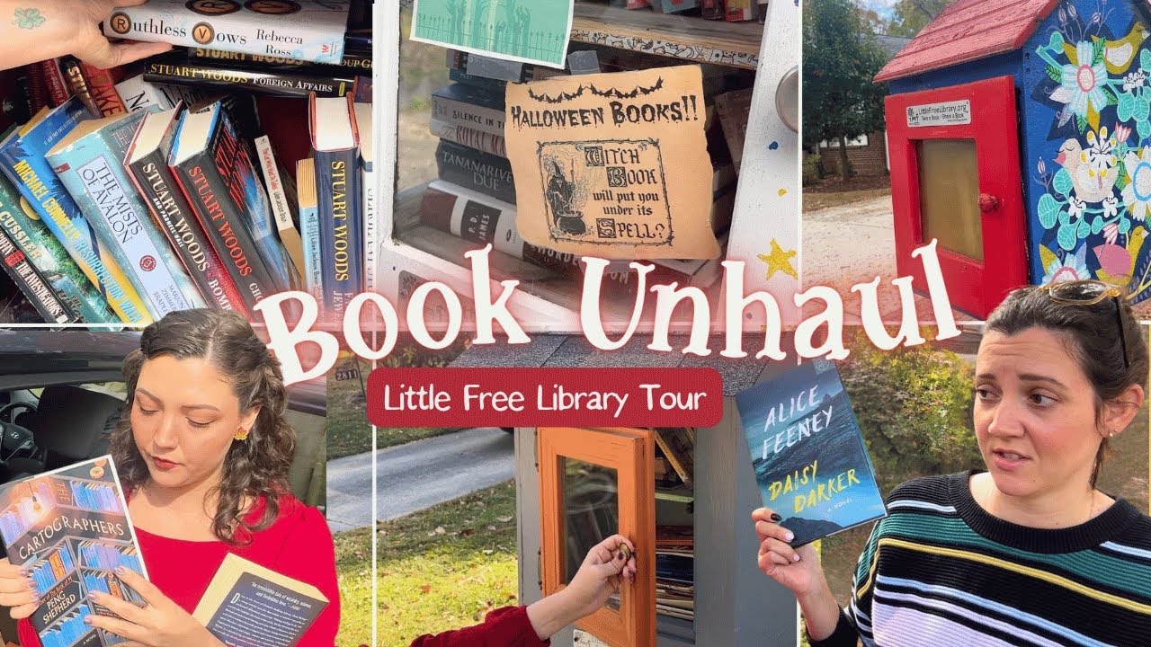 Huge Book Unhaul! Little Free Library Tour to pass on some amazing used books for Fall 📚🍂