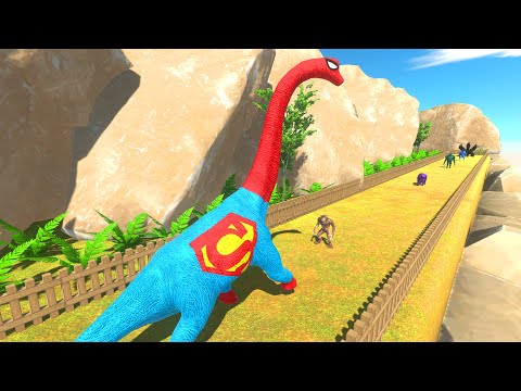 SUPERMAN BRACHIOSAURUS DEATH RUN WAR - Animal Revolt Battle Simulator