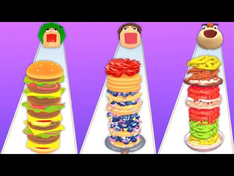 Burger Rush vs Pancake Run vs Noodle Run - Playing Triple Satisfying Games Mobile
