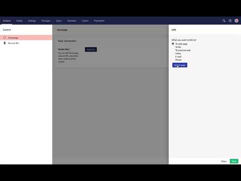 How to add link to web page with Umbraco CMS "Link" component
