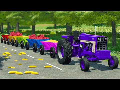TRANSPORT CORN & RASPBERRY WITH JOHN DEERE TRACTORS AND CASE HARVESTER -  Farming Simulator 22