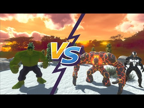 HULK VS LAVA BOY & VENOM WHO WILL WIN - Animal Revolt Battle Simulator