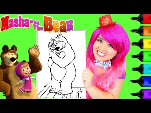Coloring Masha and the Bear Hugging Coloring Page Prismacolor Paint Markers | KiMMi THE CLOWN Video